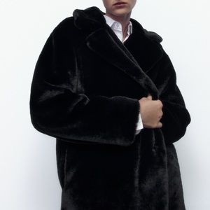 Zara Mid Length Faux Fur Coat